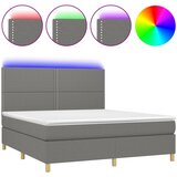 Maison Chic Box spring postelja - Vzmetna postelja z vzmetnico LED temno siva 180x200 cm blago SL16201, (21904710) | Shoptok.si