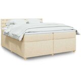 vidaXL Box spring postelja z vzmetnico krem 200x200 cm blago, (21308867) | Shoptok.si