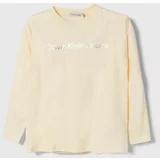 Calvin Klein Jeans Otroška bombažna majica z dolgimi rokavi bež barva