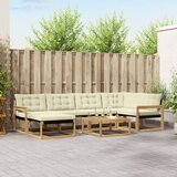  Set vanjskih sofa 7 kom. Bijela i krem Čvrsto drvo akacije 79 x 79 x 37 cm | Shoptok.si