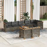 Maison Chic Seti vrtnega pohištva - Vrtna garnitura - Vrtni pohištvo set 9-delna z blazinami siv poli ratan, (21805094) | Shoptok.si