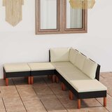  6-dijelna vrtna garnitura od poliratana s jastucima crna | shoptok.hr