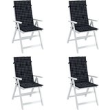 vidaXL Jastuci za stolicu visoki naslon 4 kom crni karirani od tkanine | shoptok.hr