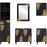  Set ormarića za kupaonicu Zidne 5 pcs Crna Čvrsto drvo manga | Eponuda.ba