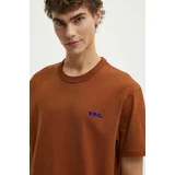 A.P.C. Bombažna kratka majica t-shirt boxy petit vpc moška, rjava barva, COHBQ.H26391