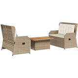  3-dijelna vrtna garnitura od poliratana s jastucima bež 90 x 55 x 40/71 cm | Shoptok.si