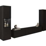 MID.YOU Dnevni Regal Berlin Iii, Črna Mat, Osvetlitev, 3-Delni Cene