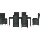  Vrtna garnitura - 6-dijelni vrtni blagovaonski set Crni Poli Ratan | shoptok.hr
