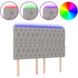 vidaXL LED posteljno vzglavje svetlo sivo 144x7x118/128 cm blago | Shoptok.si