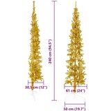  Tanka umjetna polovica božićnog drvca sa stalkom zlatna 240 cm | shoptok.hr