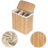 ModernHome košara za rublje od bambusa 150l s 3 pretinca i poklopcem | shoptok.hr
