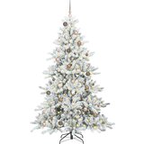 vidaXL Umjetno božićno drvce s nogom s 300 LED dioda Bijelo 210 cm PVC | shoptok.hr