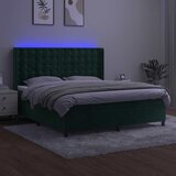  box spring s madracem LED tamnozeleni 180x200 cm baršun | shoptok.hr