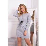 Kesi Insulated dress with a decorative belt in gray color | Shoptok.si