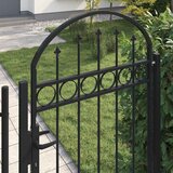  Vrata za ogradu ASSEN s lučnim vrhom i 2 stupa 105x170 cm crna | shoptok.hr