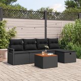 vidaXL 6-delni vrtni kavč set z blazinami Črn poli ratan | Shoptok.si