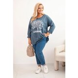 Kesi Włoski Women's Plus Size cotton blouse with tree print denim | shoptok.hr