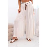 Kesi Włoski Women's wide-leg viscose trousers dark beige | shoptok.hr
