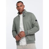 Ombre Men's jacket with high collar and fleece lining - khaki Cene