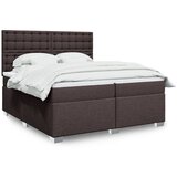  Krevet s oprugama i madracem tamnosmeđi 200x200 cm od tkanine | shoptok.hr