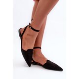Boto Lace-up ballet flats in faux suede with pointed toes Black Ellesara | Shoptok.si