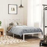 Maison Chic Kovinski Posteljni okvir - Enojna postelja - Postelja za odrasle z vzglavjem bel 80x200 cm, (21694263) | Shoptok.si