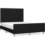  Posteljni okvir z vzglavjem črn 140x200 cm blago, (20905491) | Shoptok.si