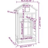  Kućica za ptice siva 91,5 x 53 x 170 cm od masivne borovine | shoptok.hr