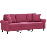 vidaXL Trosjed s ukrasnim jastucima boja vina 180 cm baršunaste | shoptok.hr