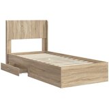  Krevetna konstrukcija s pohranom i uzglavljem Hrast sonoma Smeđa 90 x 200 cm | Shoptok.si