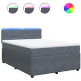 vidaXL Box spring postelja z vzmetnico temno siva 140x200 cm žamet, (21305473) Cene