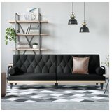  Kauč na razvlačenje s naslonima za ruke crni od tkanine | shoptok.hr
