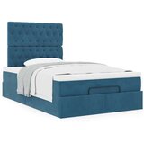 vidaXL Otomanski posteljni okvir z vzmetnicami moder 120x200cm žamet | Shoptok.si
