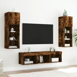  5-dijelni zidni TV elementi s LED svjetlima boja hrasta drveni | shoptok.hr