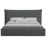 Makamii Temno siva oblazinjena zakonska postelja s prostorom za shranjevanje z letvenim dnom 140x200 cm Esala – | Shoptok.si