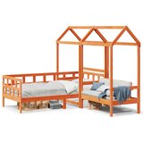  Set dnevnog kreveta s krovom voštano smeđi 80x200 cm borovina | shoptok.hr