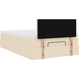 vidaXL Otomanski posteljni okvir z vzmetnico krem 120x200 cm blago | Shoptok.si