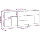 vidaXL Strani šal 3 pcs Črni hrast 60 x 30 x 70 cm Konstruiran les | Shoptok.si