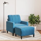 vidaXL fotelj s stolčkom za noge moder 60 cm žamet | Shoptok.si