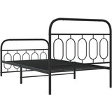 Metalni okvir kreveta uzglavlje i podnožje crni 100x190 cm | shoptok.hr