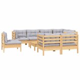  9-dijelna vrtna garnitura od borovine sa sivim jastucima | shoptok.hr