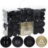  Set Božićnih kuglica crne i zlatne boje, 100 komada, 3 / 4 / 6 cm | shoptok.hr