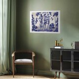 Plakat - Ancient Vineyard - three women in a portal painted in blue ink 60x40 Bez okvira s margom | shoptok.hr