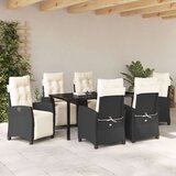 vidaXL 7-delni vrtni set za obedovanje, črn poly ratan | Shoptok.si