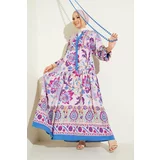 Bigdart 2423 Authentic Patterned Dress - Light Lilac
