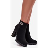 Boto Insulated women's ankle boots with heel with decorative detail black Vessara | Shoptok.si