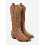 SEASTAR Brown openwork knee-high boots | shoptok.hr