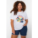 Trendyol Curve White Crew Neck Printed Knitted T-Shirt | ePonuda.com