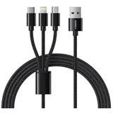 kabel VEGER V303, USB-A na USB-C/Lightning/MicroUSB, 1,5m, črn