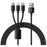 Pleteni VEGER kabal (kabl) 3u1 USB A na Lightning / Type C / Micro USB 2A 12W V303 1.2 m crni | ePonuda.com